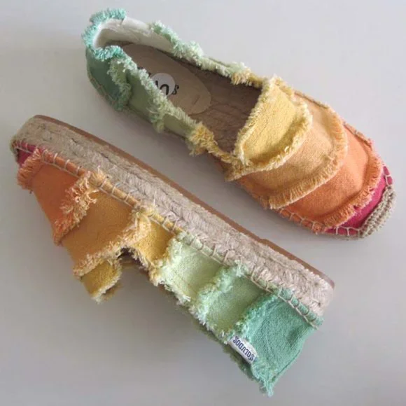 new SOLUDOS multicolored canvas platform espadrilles sz 5 - Picture 8 of 8